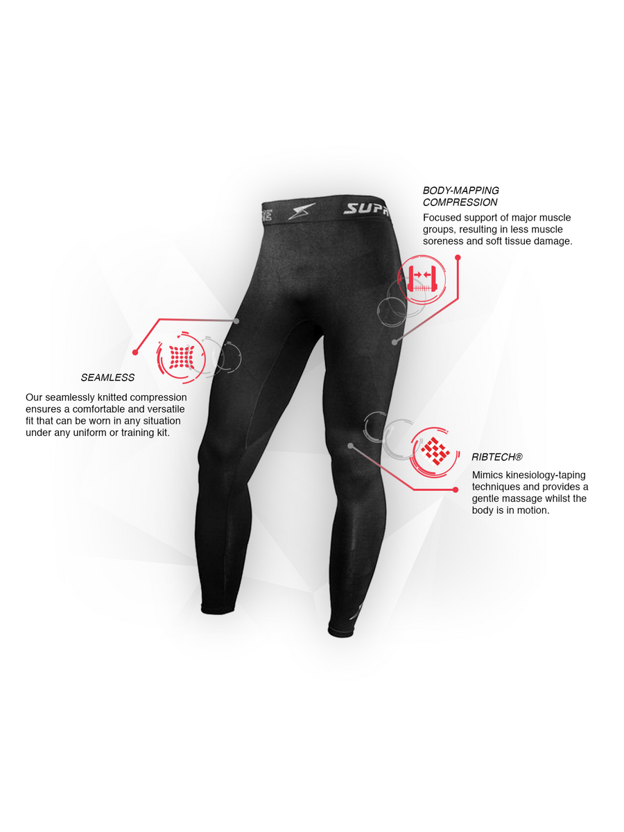Mens Recovery Compression Tights Leggings Black Core Support Supacore