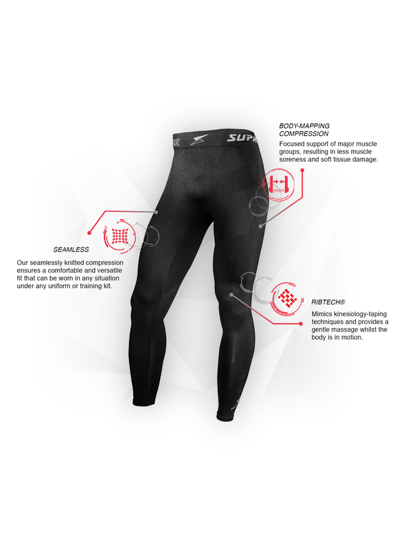 Mens Recovery Compression Tights Leggings Black Core Support Supacore