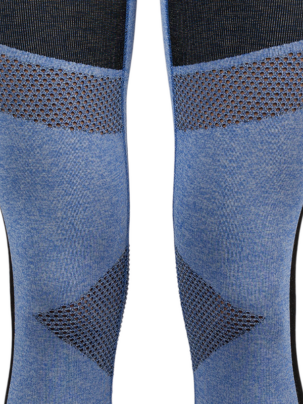 Legging capri de compression en mesh pour femme - Bleu