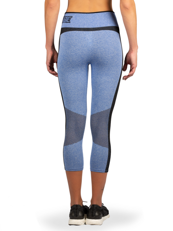 Legging capri de compression en mesh pour femme - Bleu