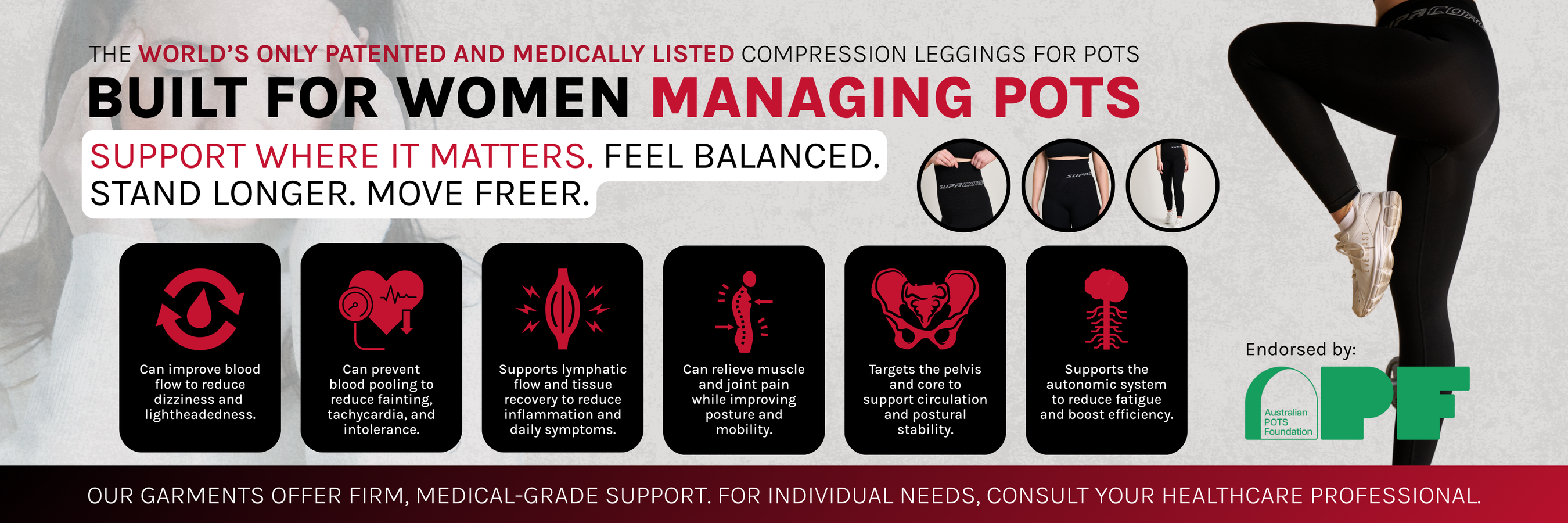 Pots Compression Women's POTS patented medical grade compression leggings and shorts ...