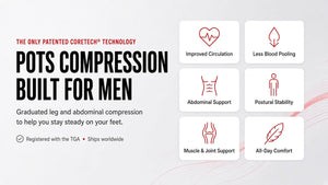 Supacore POTS compression for men with graduated leg and abdominal compression, patented CORETECH technology